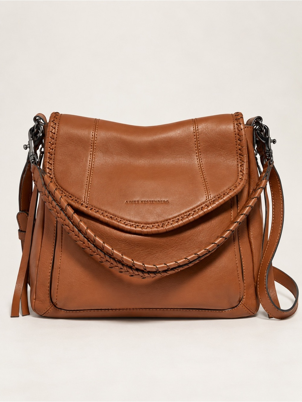 AIMEE KESTENBERG ALL FOR LOVE CHESTNUT BROWN LEATHER CONVERTIBLE BAG
